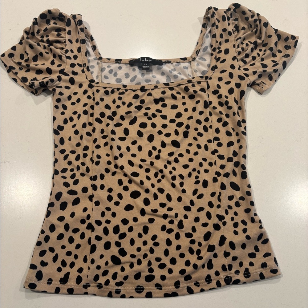 Lulu's Leopard Print Square Neck Blouse - image 1